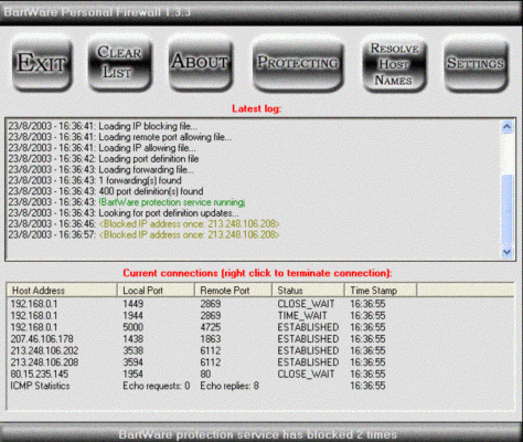 BartWare Personal Firewall