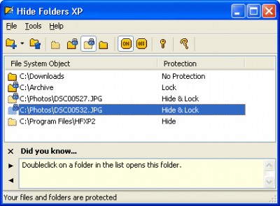free hide folders xp