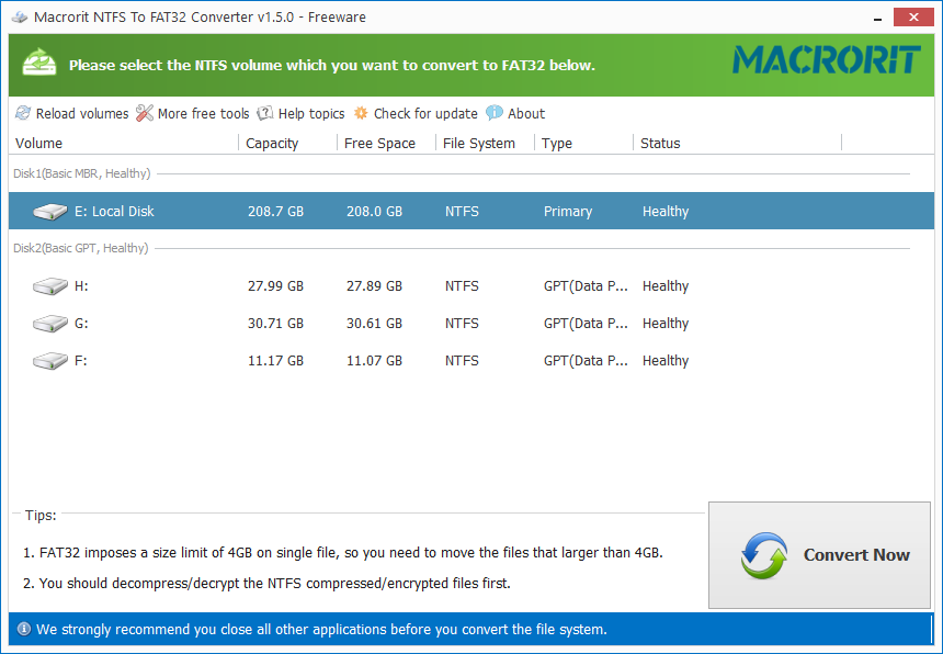 Macrorit NTFS to FAT32 Converter