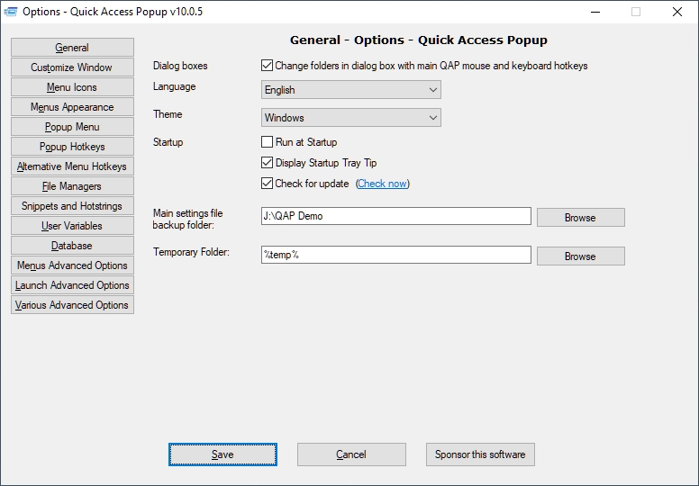 Quick Access Popup