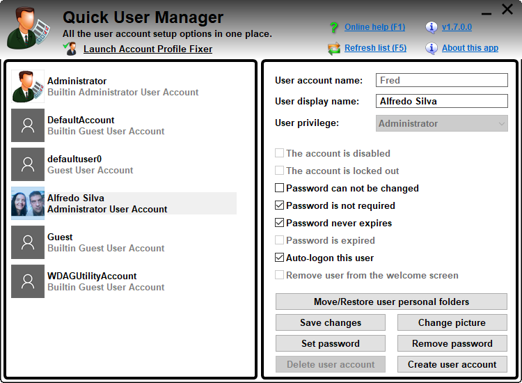 Quick User Manager