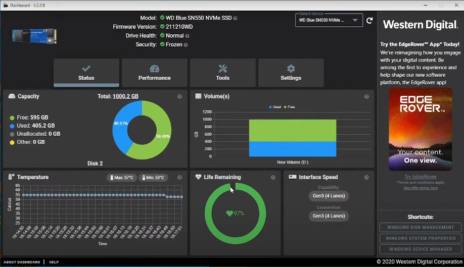 Western Digital SSD Dashboard