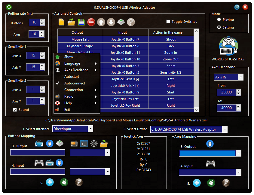 WoJ Keyboard and Mouse Emulator